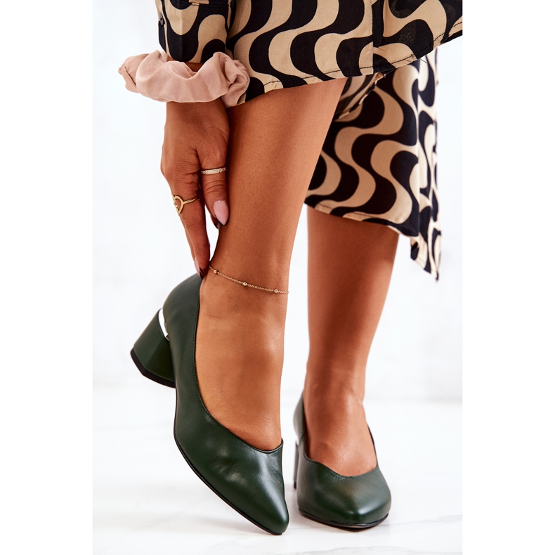 PA2 Escarpins En Cuir À Bout En Spitz Vert Marilyn 1