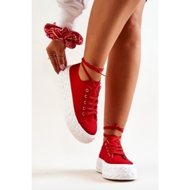 Baskets sur une plate-forme Suzane rouge massive 2