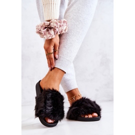 Chaussons Avec Fourrure, Caoutchouc Noir Pollie 2