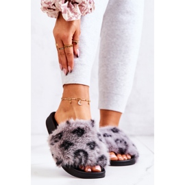 PM1 Chaussons Avec Fourrure Caoutchouc Léopard Gris Noelle 2