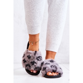 PM1 Chaussons Avec Fourrure Caoutchouc Léopard Gris Noelle 4