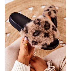 PM1 Chaussons Avec Fourrure Caoutchouc Léopard Marron Noelle beige brun 1