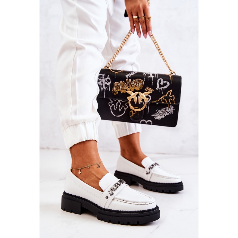 PL5 Mocassins Cuir Lettres La.Fi Blanc Jenefer blanche 1