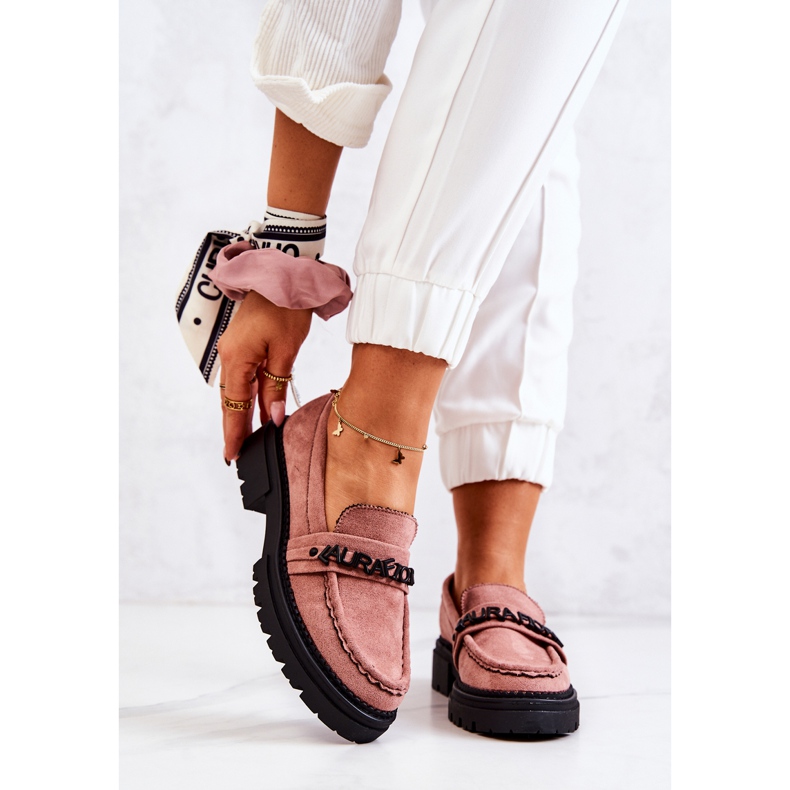 PL5 Mocassins Daim Lettres La.Fi Dirty Pink Jenefer rose 2
