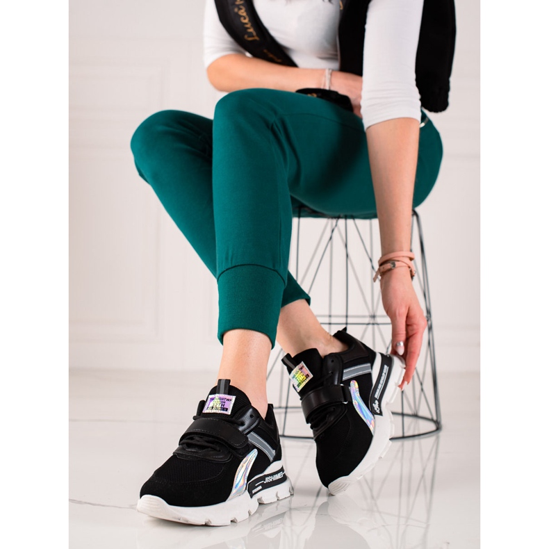 TRENDI Baskets De Sport Avec Velcro le noir 1