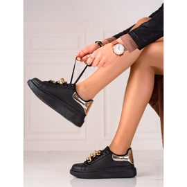 TRENDI Sneaks à la mode avec une chaîne le noir 1