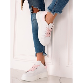 Ideal Shoes Baskets blanches classiques 2