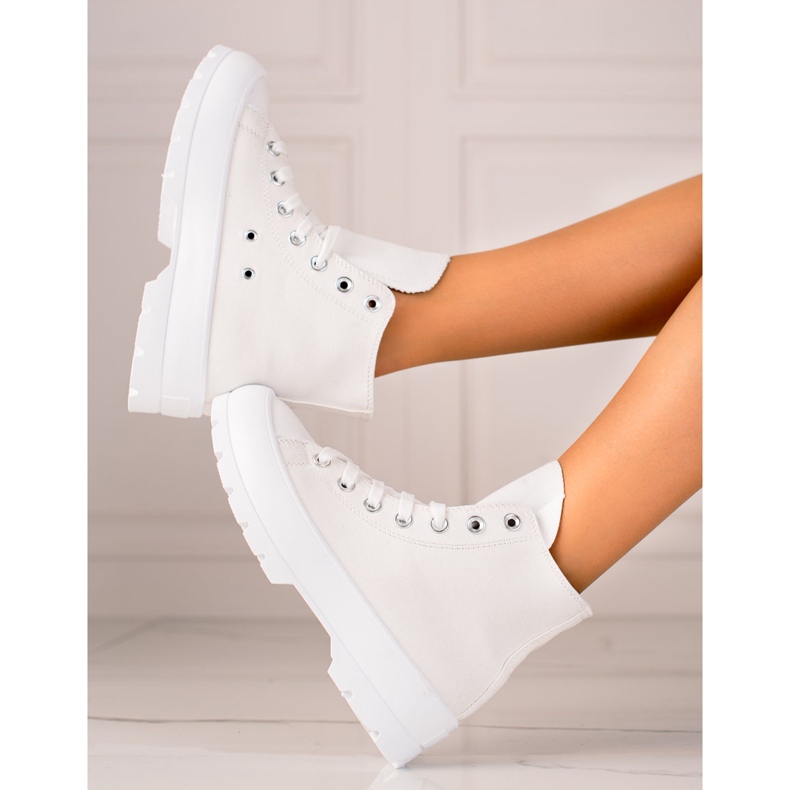 TRENDI Baskets hautes sur la plate-forme blanc 1