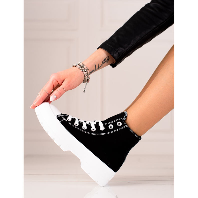 TRENDI Baskets hautes sur la plate-forme noir 1