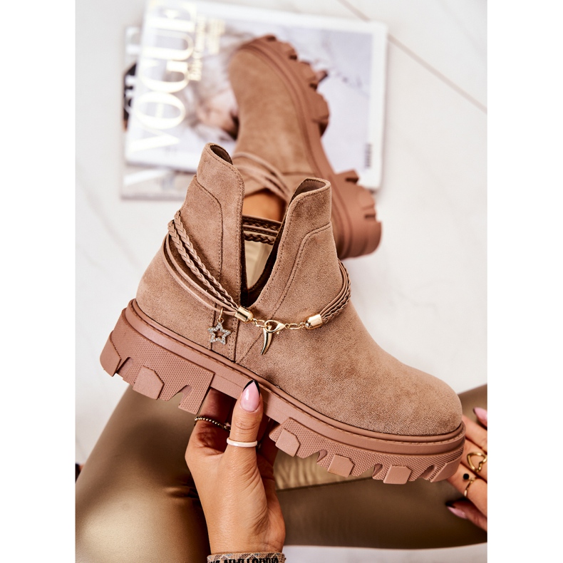 PS1 Bottes Worker Daim À Rayures Beige Moriah brun 1