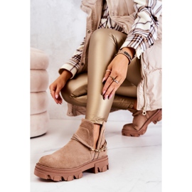 PS1 Bottes Worker Daim À Rayures Beige Moriah brun 4