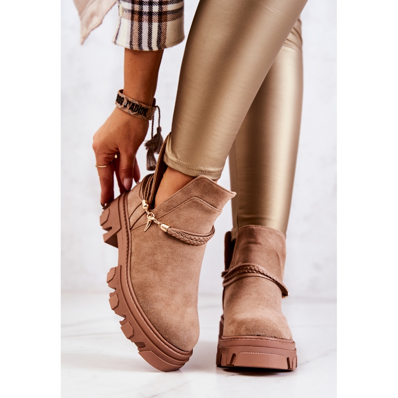 PS1 Bottes Worker Daim À Rayures Beige Moriah brun 2