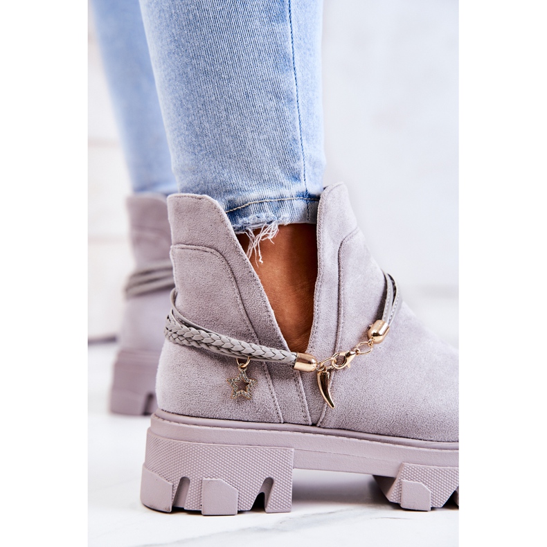 PS1 Bottes Worker Daim À Rayures Gris Moriah 1