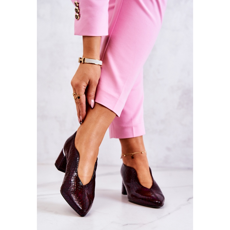 PA2 Escarpins Cuir Serpent Bordeaux Alissa rouge multicolore 2