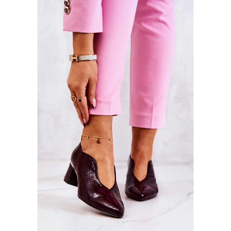 PA2 Escarpins Cuir Serpent Bordeaux Alissa rouge multicolore 1