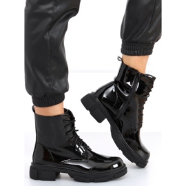 Bottines laquées à lacets Ress Noir le noir 1
