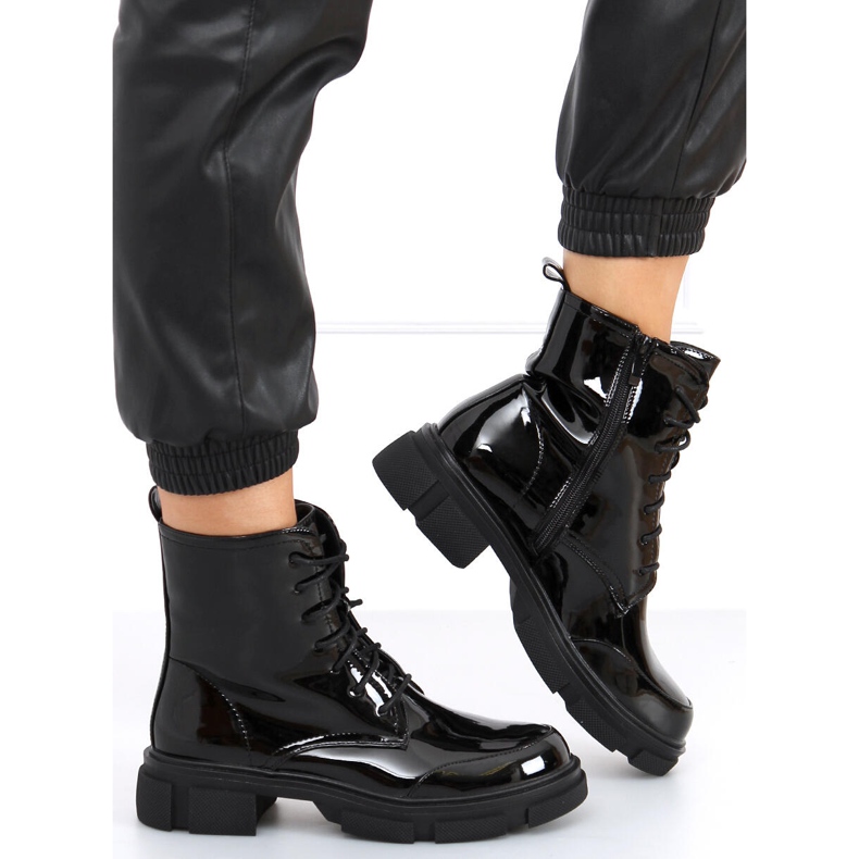Bottines laquées à lacets Ress Noir 1