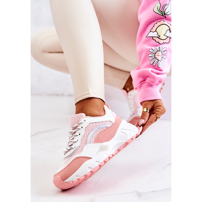 PS1 Chaussures de sport Baskets Revenge rose et blanc 2