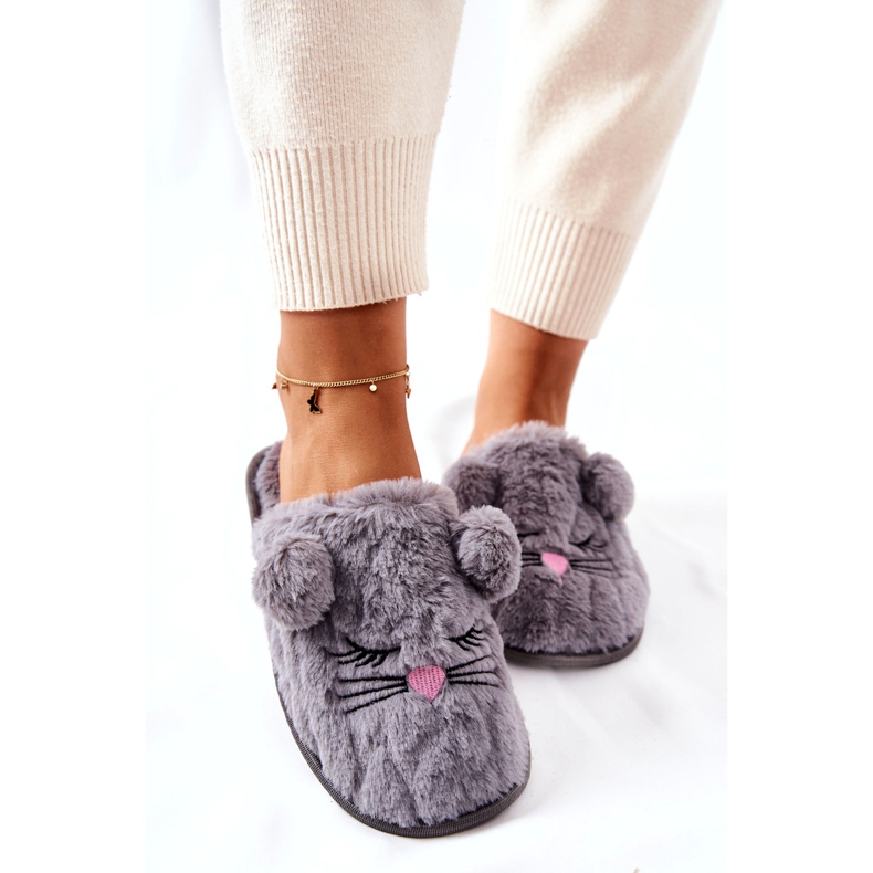 PE1 Chaussons Souris Doux Avec Oreilles Luise Grises 3 PE1 Chaussons Souris Doux Avec Oreilles Luise Grises 3
