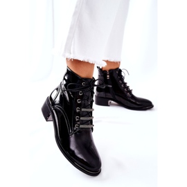 D&A Bottes Chaudes Classiques Femme Laquées Noir Réflexion 3