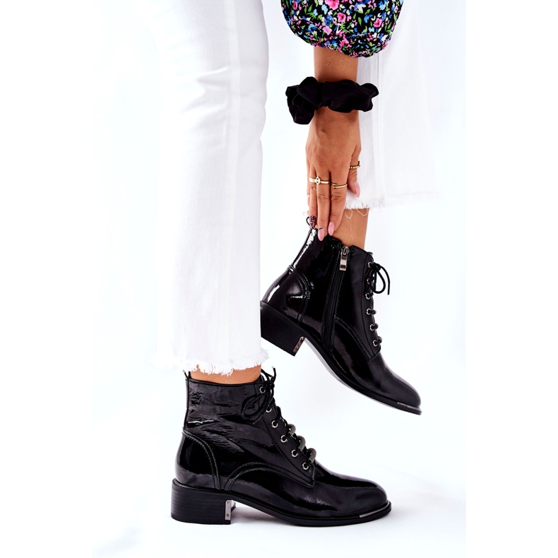 D&A Bottes Chaudes Classiques Femme Laquées Noir Réflexion le noir 4