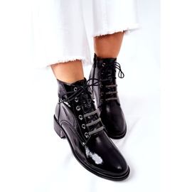 D&A Bottes Chaudes Classiques Femme Laquées Noir Réflexion 5