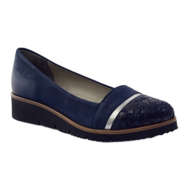 Edeo Pompes bleues marines en cuir féminin 2325 1