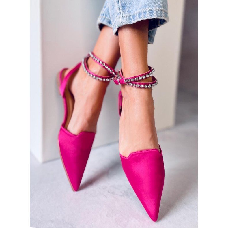 Ballerines élégantes avec pierres Dust Fuchsia rose 1