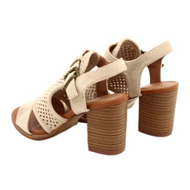 BEIGE OpenWork Women's Evento Sandals 21SD35-3581 2 BEIGE OpenWork Women's Evento Sandals 21SD35-3581 2