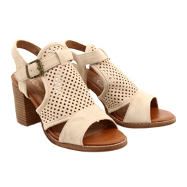 BEIGE OpenWork Women's Evento Sandals 21SD35-3581 3 BEIGE OpenWork Women's Evento Sandals 21SD35-3581 3