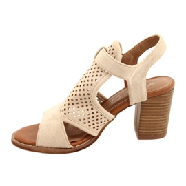 BEIGE OpenWork Women's Evento Sandals 21SD35-3581 1 BEIGE OpenWork Women's Evento Sandals 21SD35-3581 1