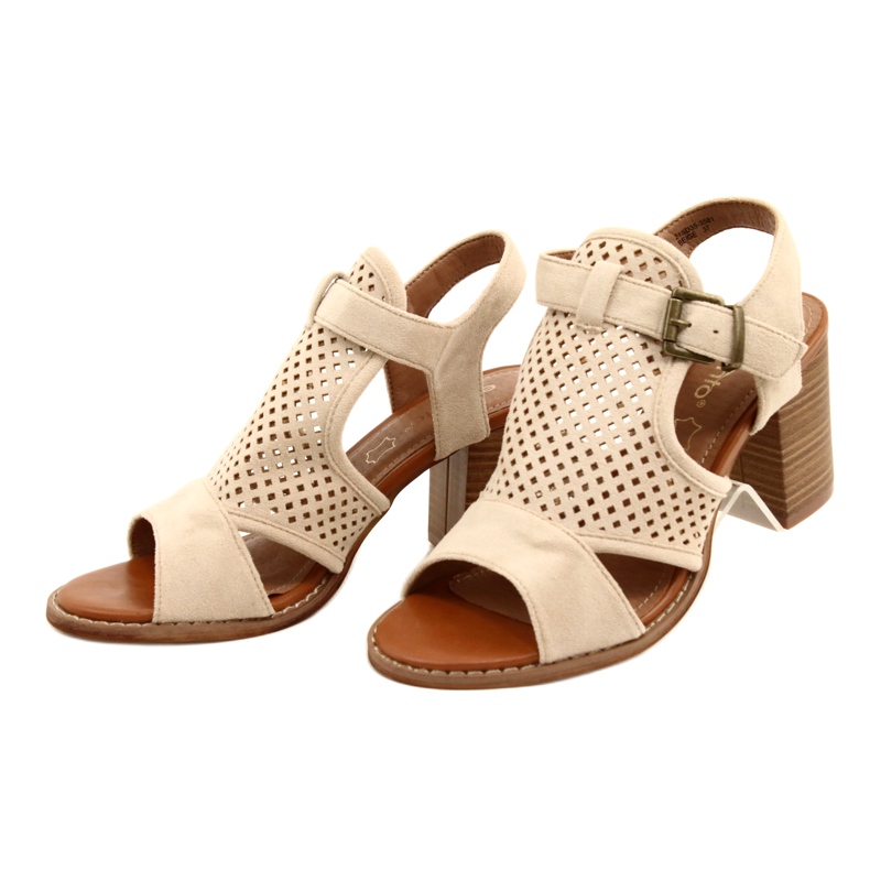 BEIGE OpenWork Women's Evento Sandals 21SD35-3581 4 BEIGE OpenWork Women's Evento Sandals 21SD35-3581 4