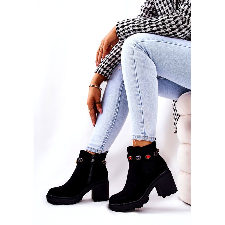 SEA Boots Femme Talon Avec Cristaux Noir Macbeth 1