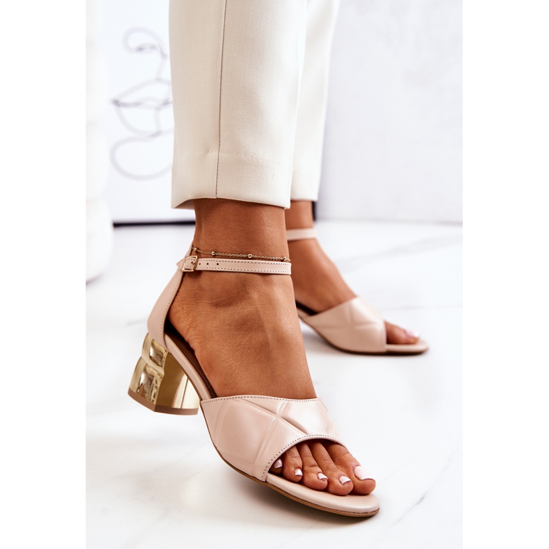 Lewski Shoes Sandales Cuir On A Bar Lewski 3027 Beige doré 2