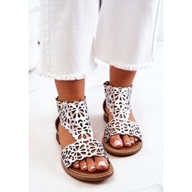 Lewski Shoes Sandales Cuir Ajourées Lewski 2699/2 Argent 1