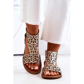 Lewski Shoes Sandales Cuir Ajourées Lewski 2699/2 Doré 1