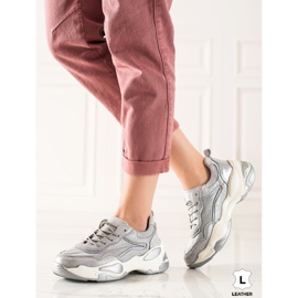Goodin Baskets en cuir multicolore gris 3