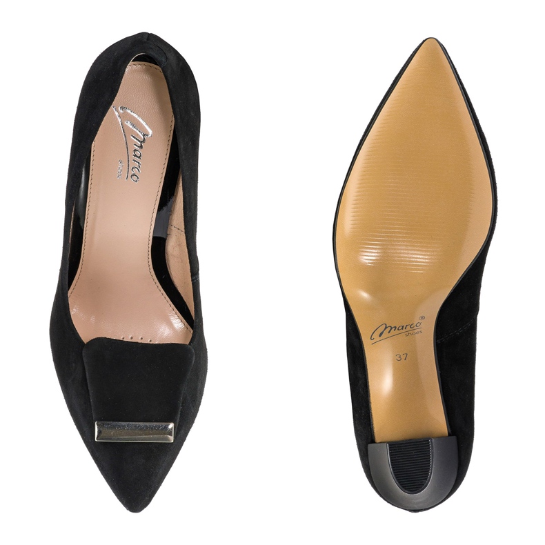 Marco Shoes 1008P escarpins en velours noir avec ornement le noir 1
