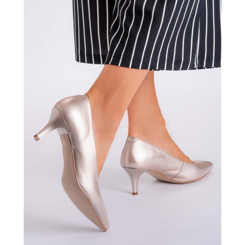 Marco Shoes Escarpins confortables et classiques en platine 1039P à talons bas d'or 2