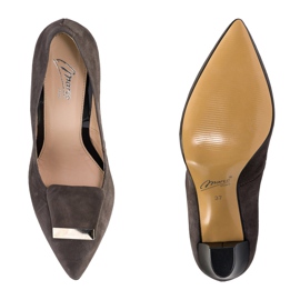 Marco Shoes 1008P escarpins en velours marron avec ornement brun 1