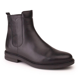 Marco Shoes Boots légères à fond plat en cuir grainé noir 1
