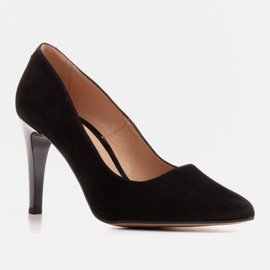 Marco Shoes Talons hauts noirs élégants en daim naturel le noir 1