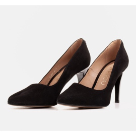 Marco Shoes Talons hauts noirs élégants en daim naturel le noir 3