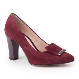 Escarpins en velours marron Marco Shoes 1008P avec ornement rouge 1 Escarpins en velours marron Marco Shoes 1008P avec ornement rouge 1