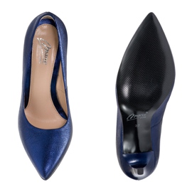 Marco Shoes Escarpins bleu marine à talons hauts en cuir véritable 1 Marco Shoes Escarpins bleu marine à talons hauts en cuir véritable 1