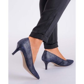 Marco Shoes Talons hauts confortables et classiques bleu marine 1039P 2