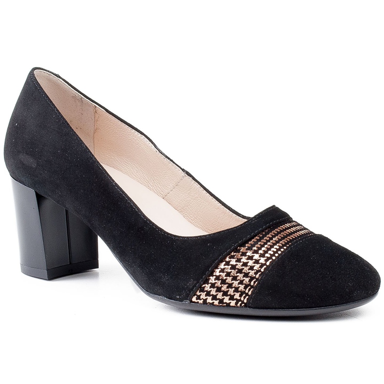 Marco Shoes Escarpins en daim à pied-de-poule métallisé noir 1
