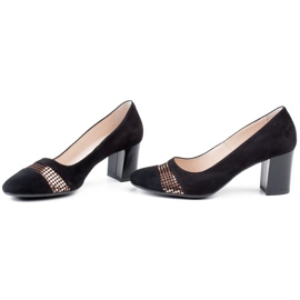 Marco Shoes Escarpins en daim à pied-de-poule métallisé le noir 3