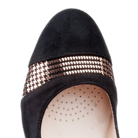 Marco Shoes Escarpins en daim à pied-de-poule métallisé le noir 4