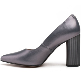 Marco Shoes Escarpins gris à talon côtelé 2